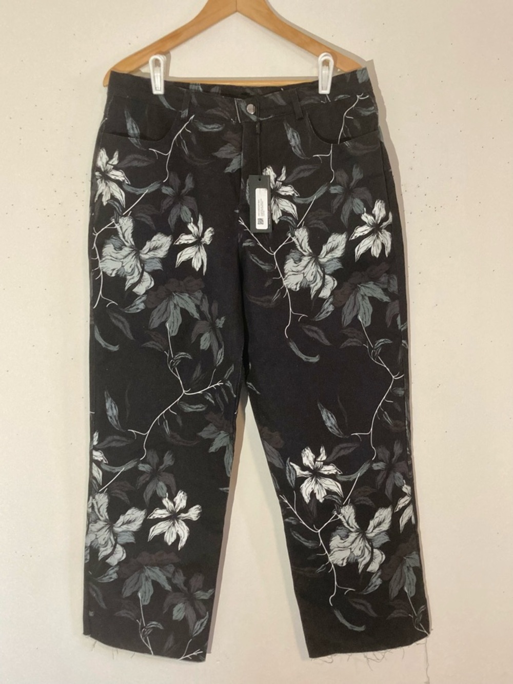 NWT THE KIT - Daniel Vosovic Cropped Alexa Jeans Sz 18 Granite Floral 99% Cotton - Picture 4 of 17